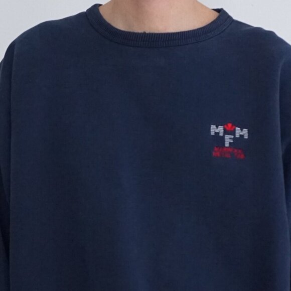 Vintage '90S Non-Fiction Navy Heavyweight 100% Cotton Crewneck Sweater XL - Picture 2 of 10